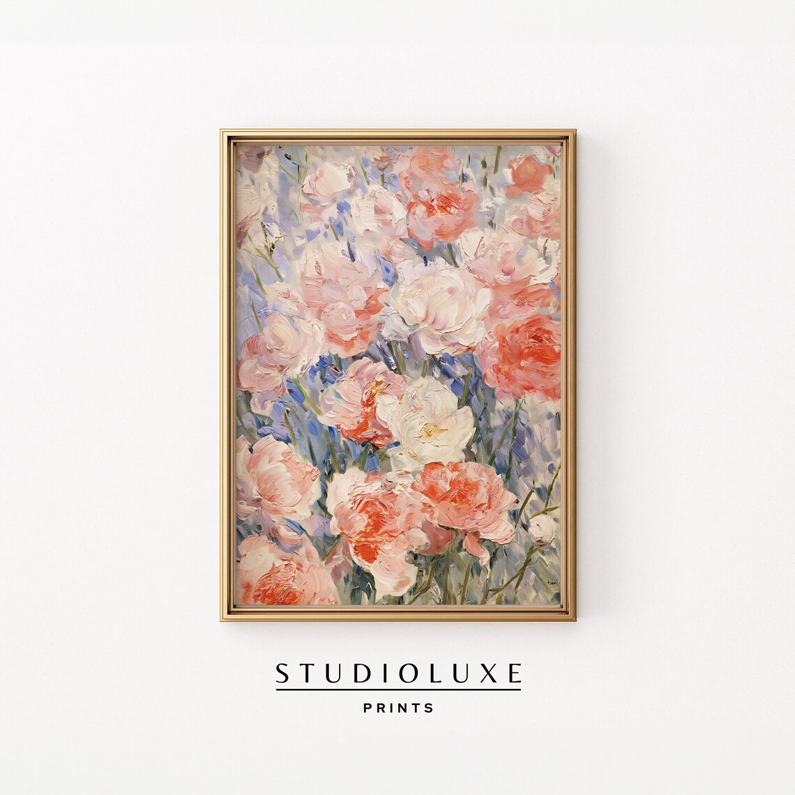 Blush Peony Blossoms Impressionist Pastel Floral Garden Wall Art