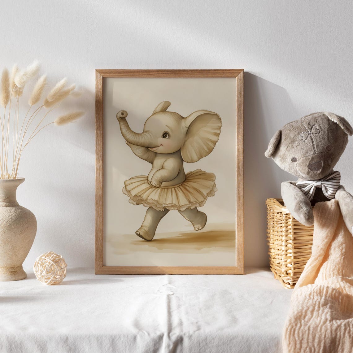 Baby Elephant Ballerina in a Lace Tutu Dancing Joyfully Poster - Image 2