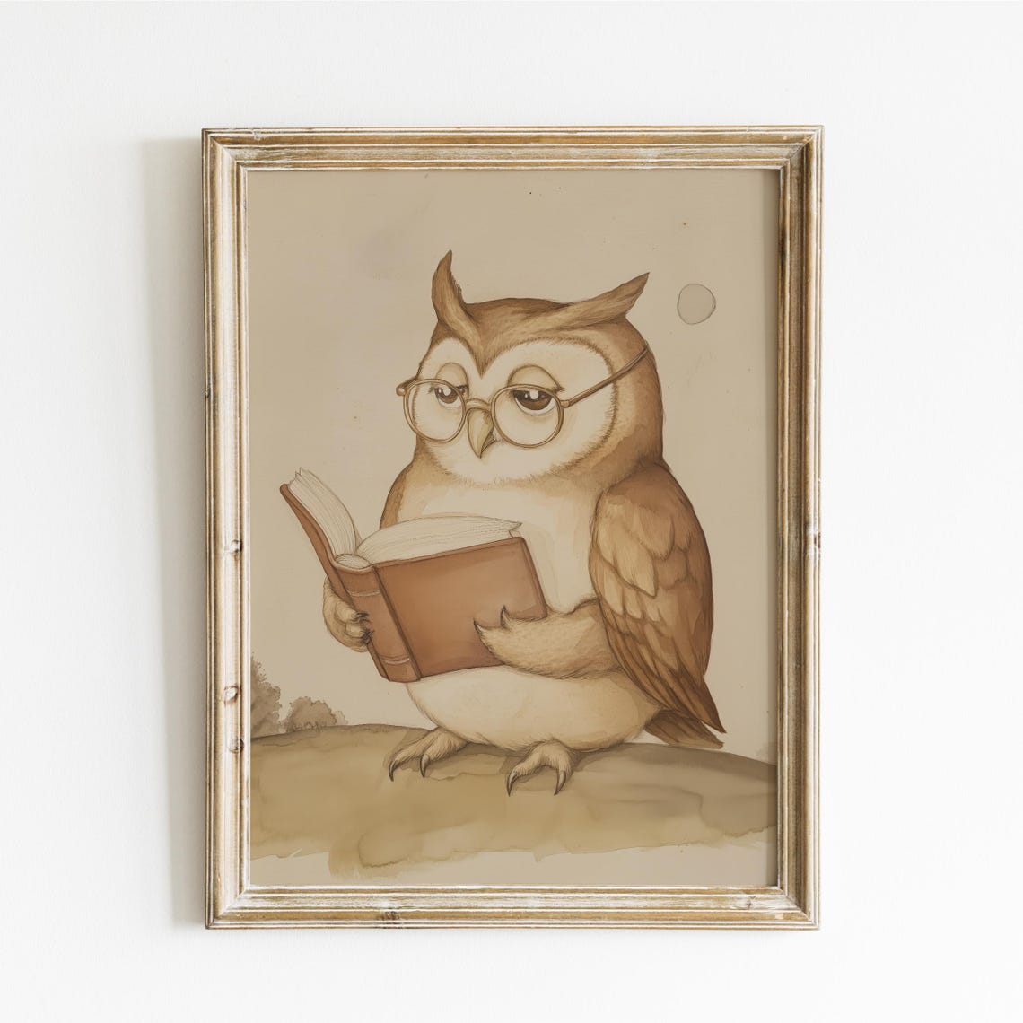 Owl Professor Reading a Book Wearing Round Glasses Funny Poster