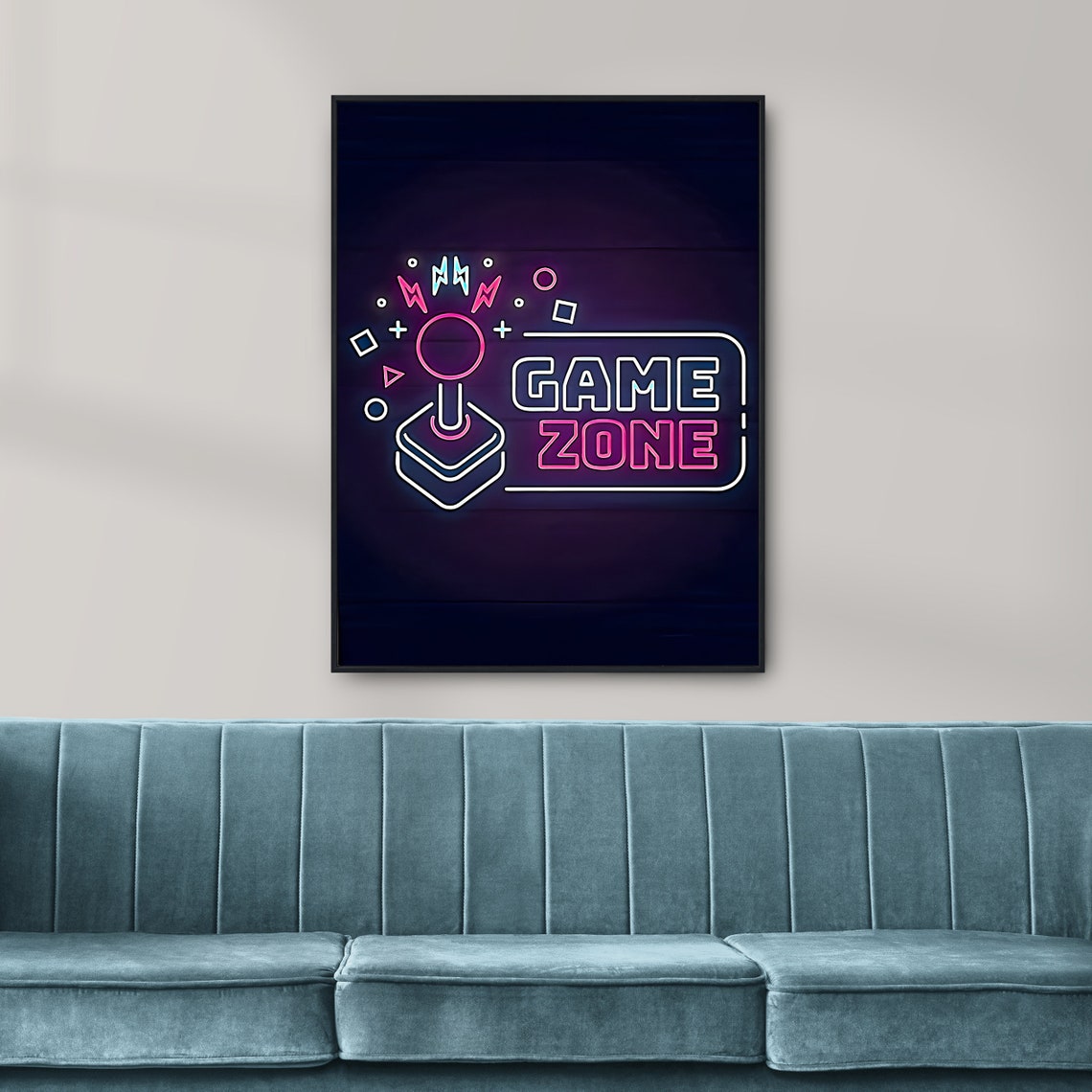 Game Zone Neon Sign Joystick Retro Gamer Room Vintage Art Poster - Image 2
