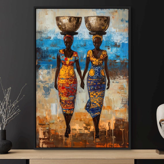 African Women Wall Art Tribal Bold Cultural Home Decor Sisterhood Heritage Painting Print For Living Room Or Above Bed