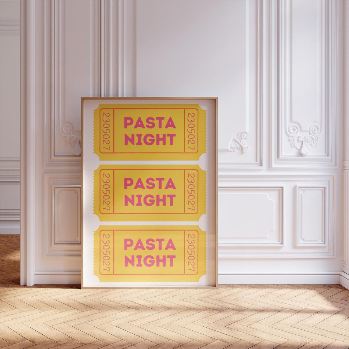 Pasta Night Yellow Retro Cinema Ticket Stub Kitchen Wall Decor Poster - Image 2