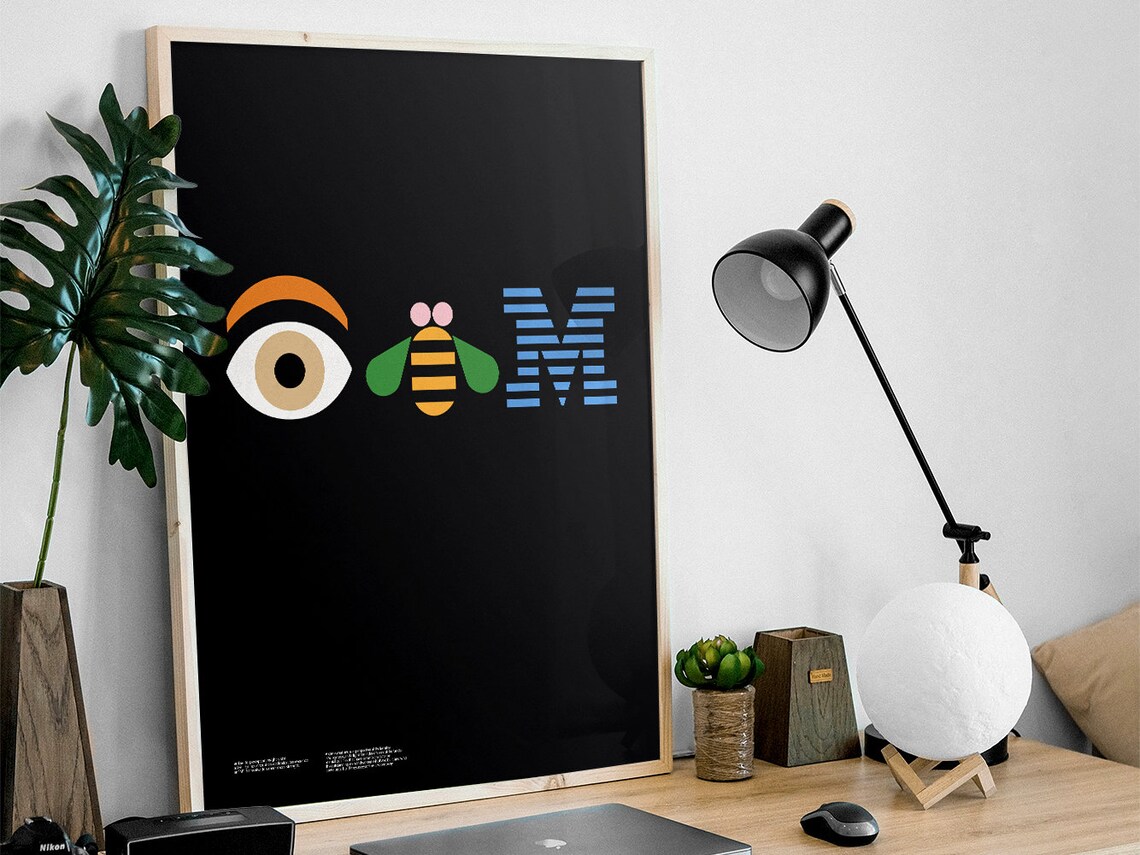 Paul Rand IBM Eye Bee Em Rebus Mid Century Graphic Design Poster - Image 3