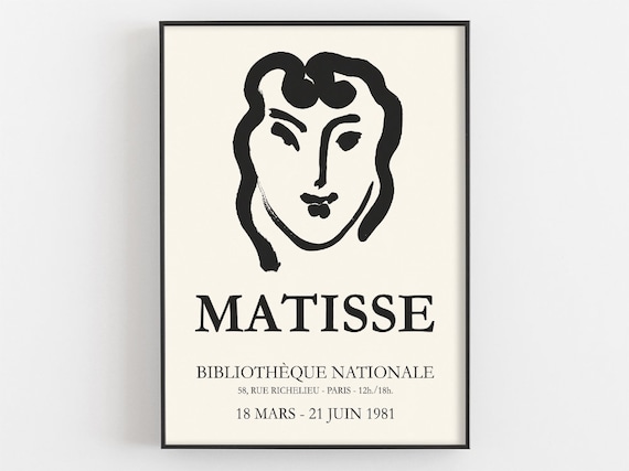 Henri Matisse Smiling Face Ink Drawing 1981 Paris Library Poster