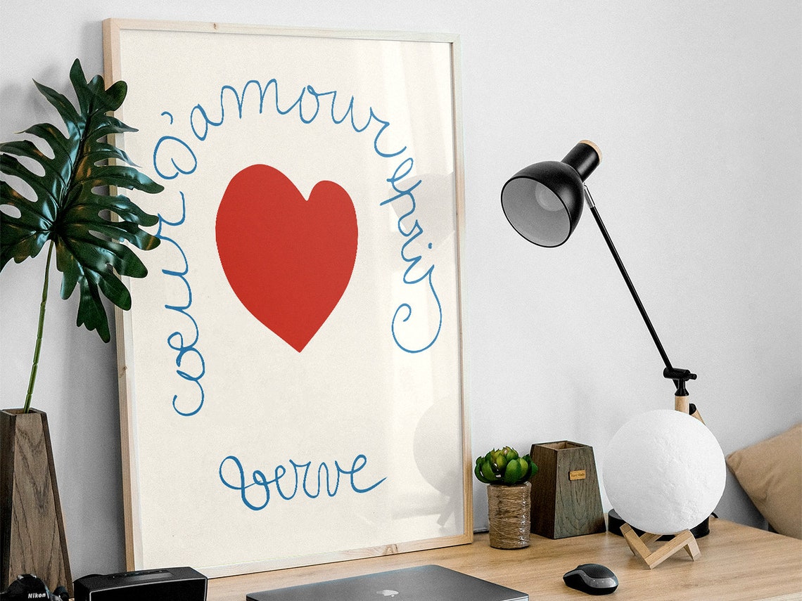 Henri Matisse Red Heart French Script Mid Century Modern Poster - Image 3