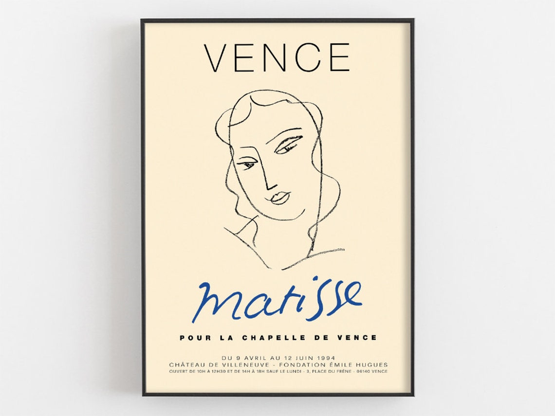 Henri Matisse Vence Exhibition Poster Etude Pour La Vierge Tte Voile French Museum Wall Art Woman Face Line Drawing Print Artist Gifts