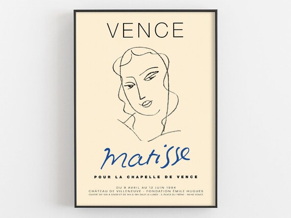 Henri Matisse Vence Exhibition Poster Etude Pour La Vierge Tte Voile French Museum Wall Art Woman Face Line Drawing Print Artist Gifts