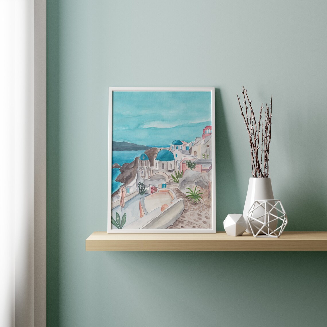 Santorini Greece Travel Poster, Mediterranean Art - Image 2