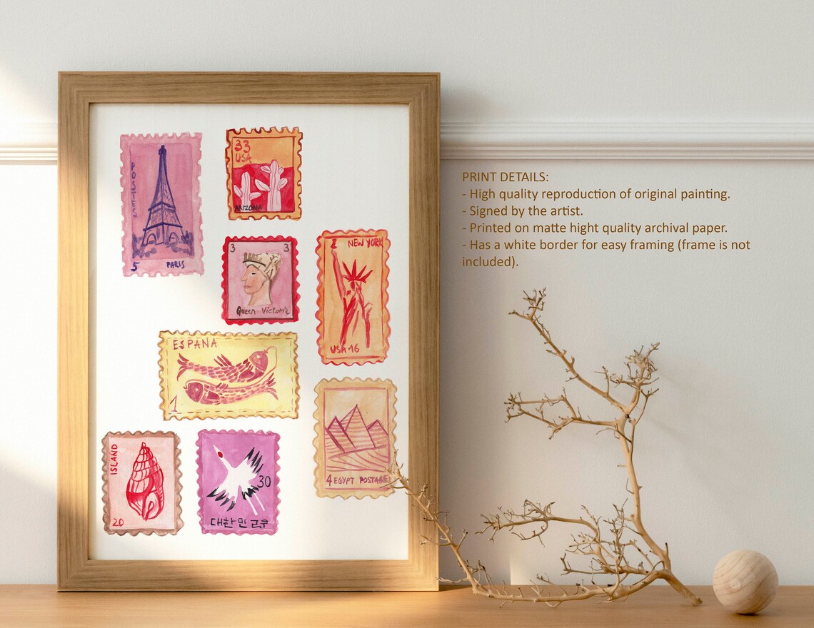 Vintage Stamp Art, Retro Grand Millennial Art Print - Image 4