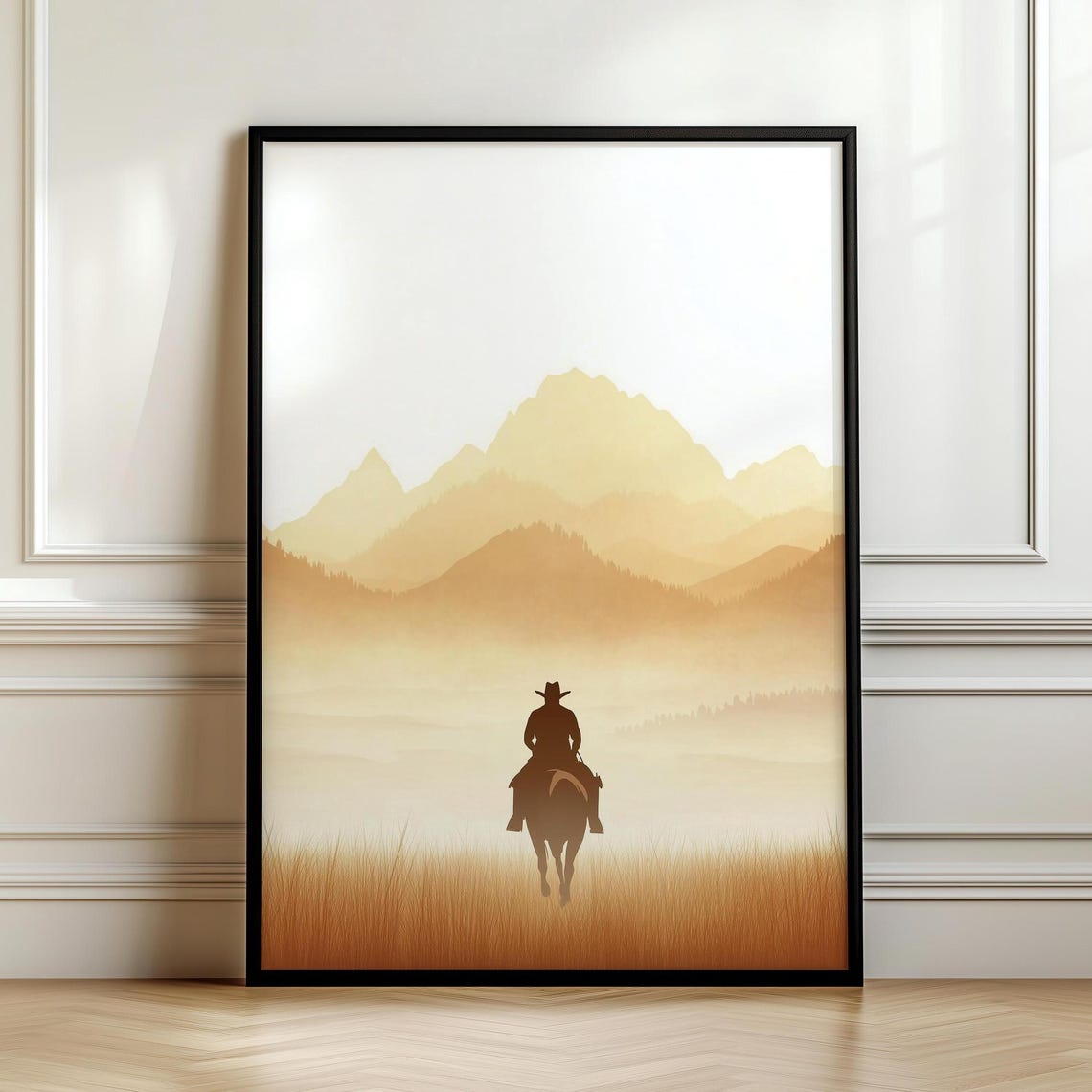 Western Cowboy Minimalist Print Wall Hanging Masculine Wall Art Art Southwestern Artwork