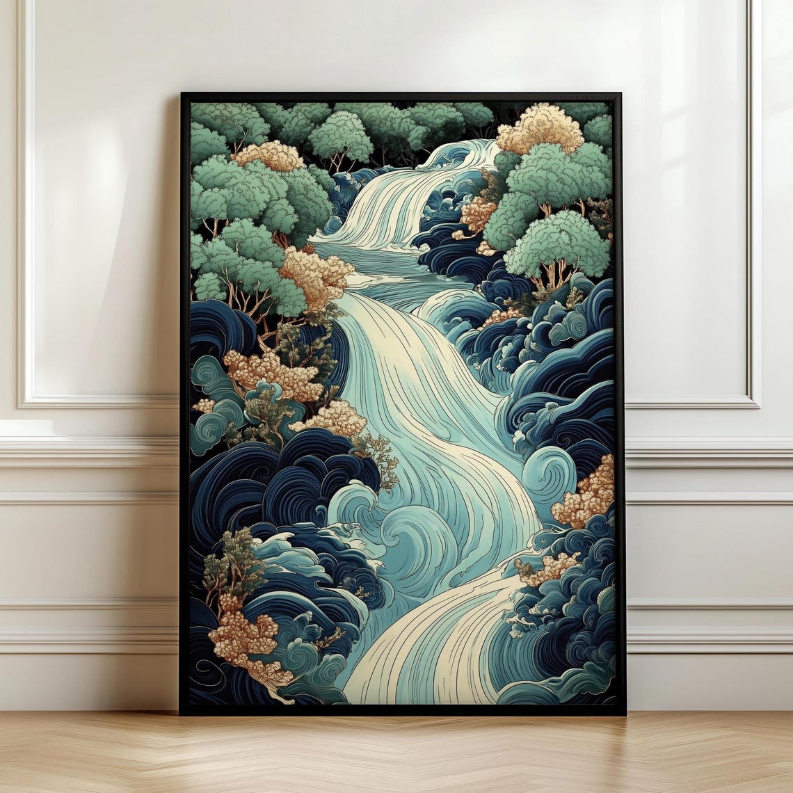Japanese Ikigai Ukiyo E Print Waterfall Painting Poster Masculine Wall Hanging Art Traditional Japanese Artwork - Image 7
