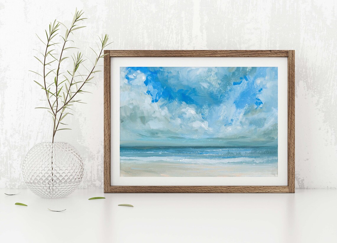 Ocean Seascape Painting, Coastal Wall Art Print