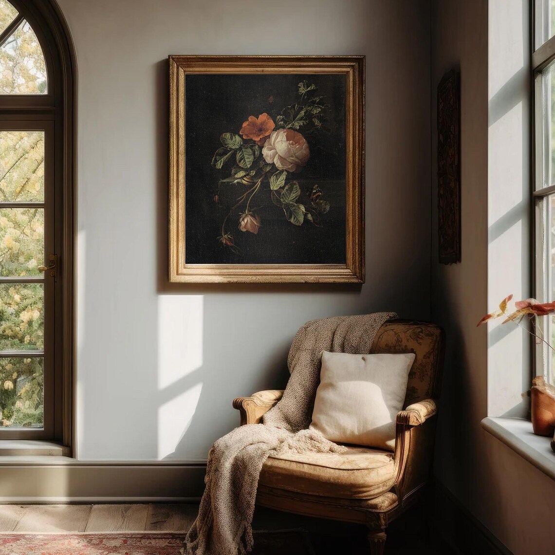 Roses Still Life Dark Background Vintage Floral Oil Painting Poster - Image 4