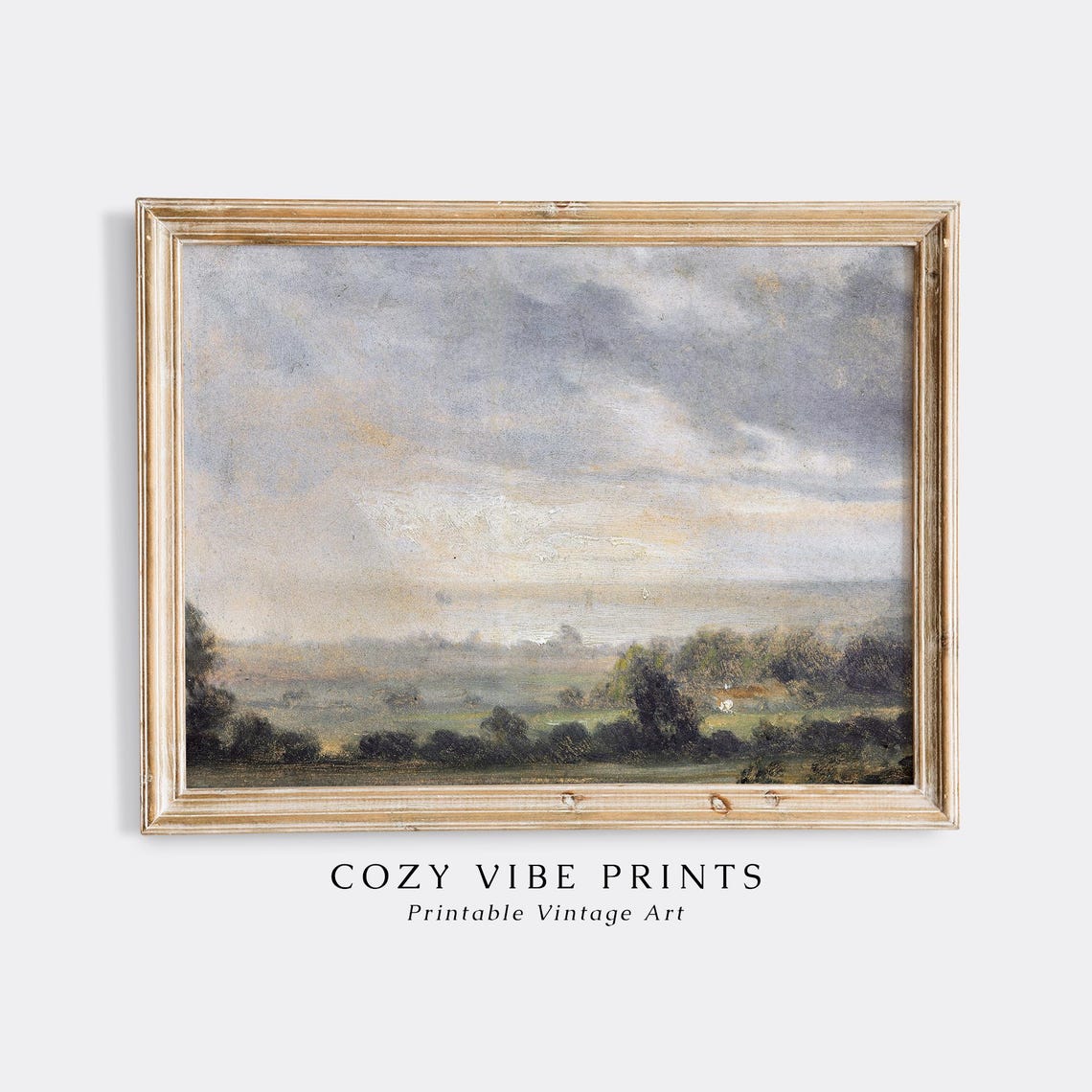 Moody Cloudy Sky Rolling Hills Vintage Atmospheric Landscape Poster - Image 2