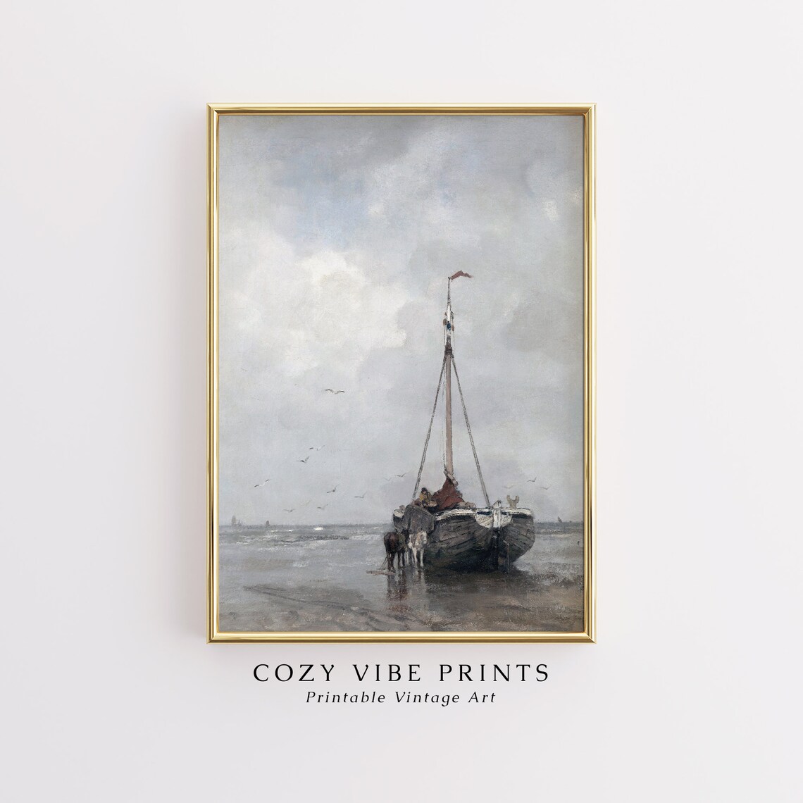 Coastal Fishing Boat Vintage Seascape Art Print - Image 2
