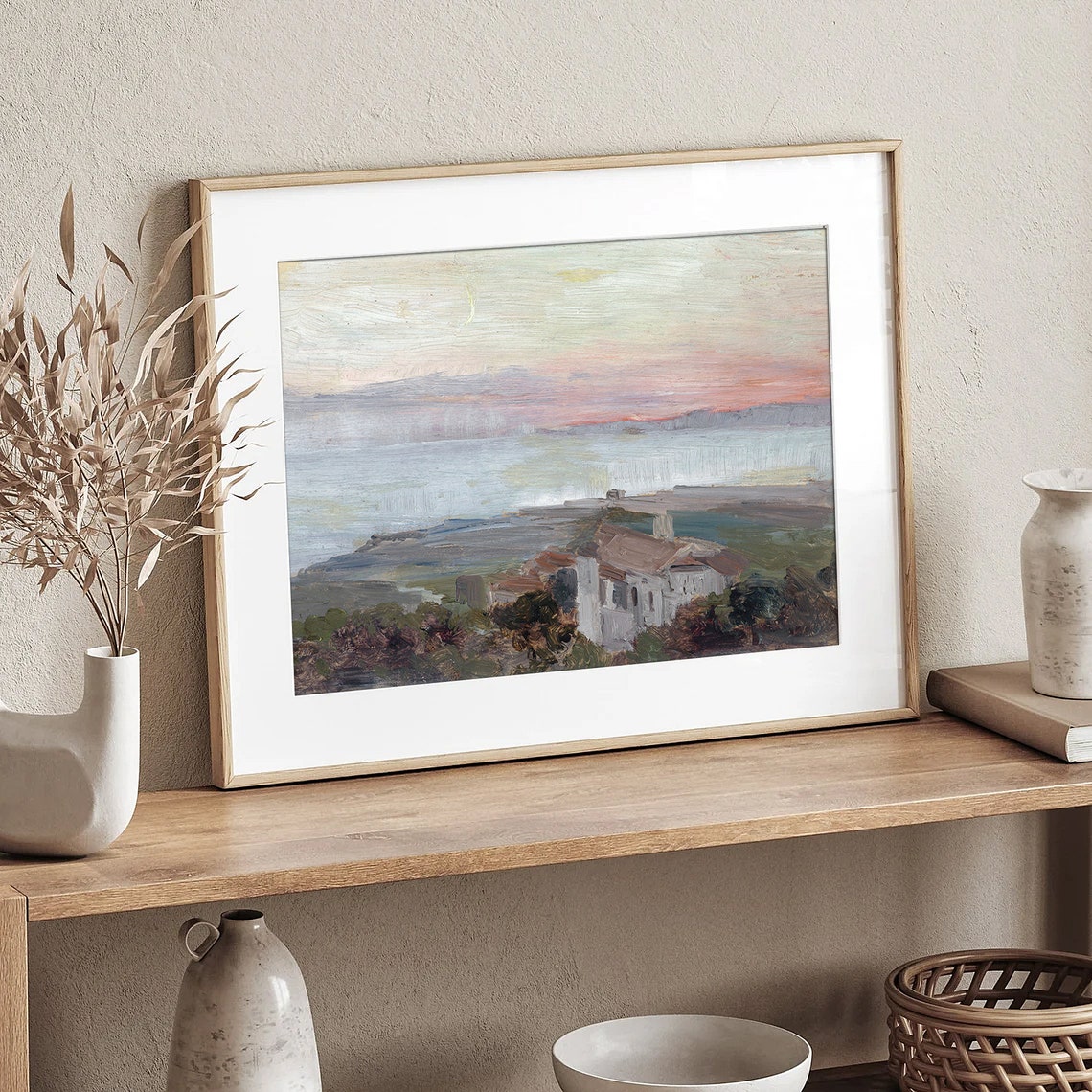 Italian Country Villa Sunset Coast Vintage Mediterranean View Poster - Image 3