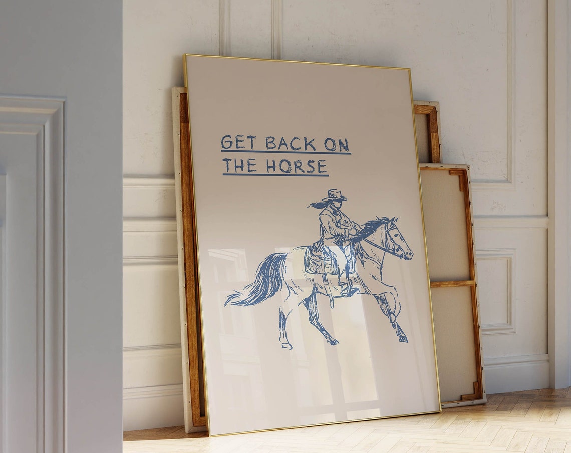 Get Back on the Horse Cowboy Western Sketch Rodeo Poster Art