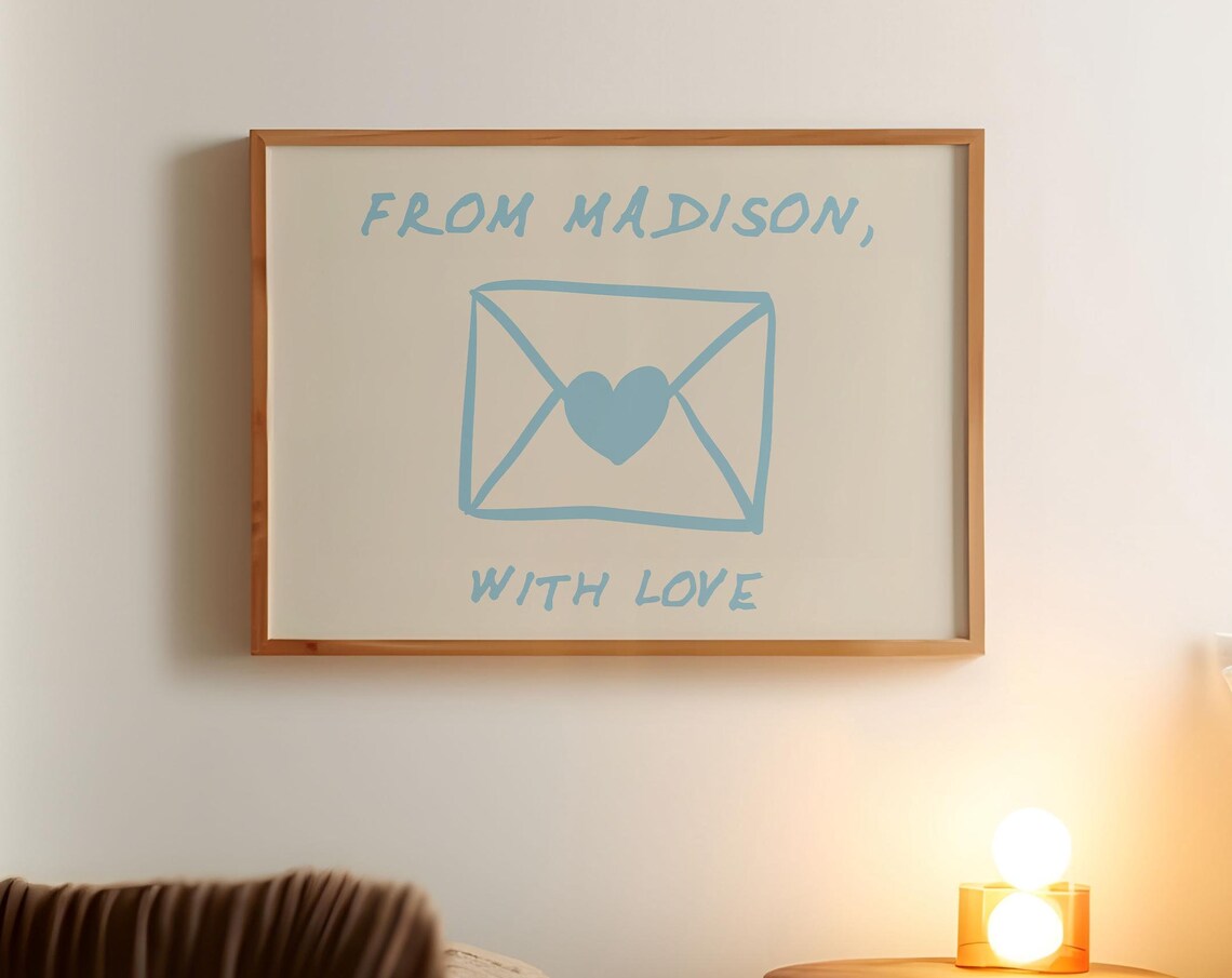 From Madison With Love Envelope Heart Blue Quote Wall Poster