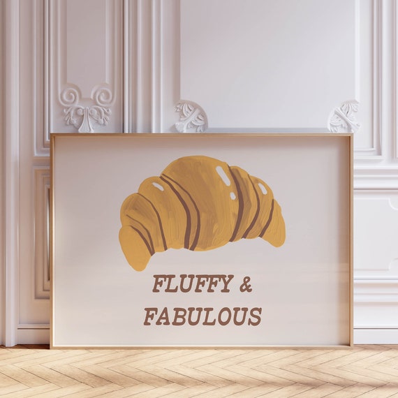 Croissant Print Trendy Kitchen Art Print Cute Kitchen Decor Retro Food Print Aesthetic Kitchen Decor Trendy Horizontal Poster Art