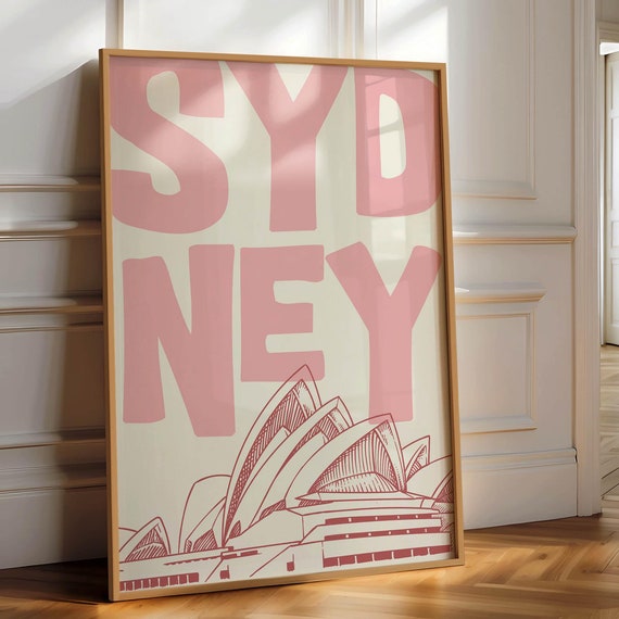 Sydney Vintage Travel Poster, Minimalist Wall Art