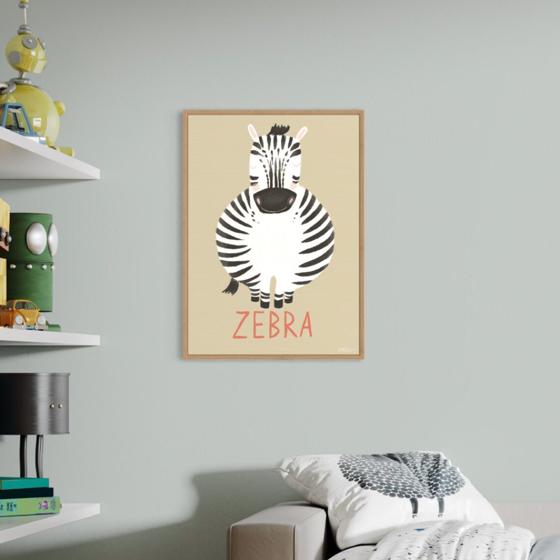 Smiling Zebra Cute Nursery Safari Animal Baby Bedroom Wall Art - Image 3