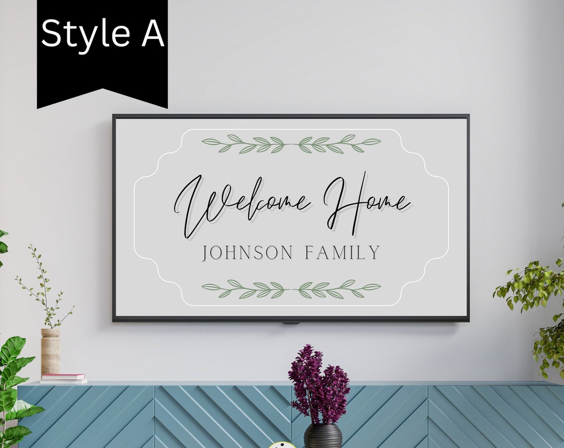 Customized Frame Tv Art Personalized Frame Tv Art Welcome Home Sign Modern Art For Frame Tv Minimalist Decor