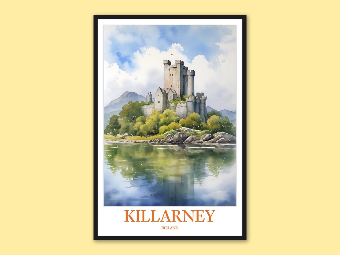 Killarney Ireland Ross Castle Reflected in Still Waters Poster