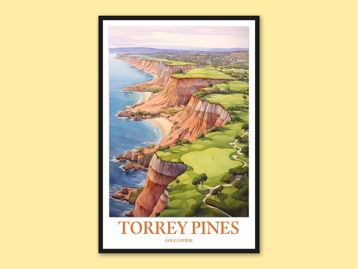Torrey Pines Golf Course Cliffside Aerial View Travel Art Poster