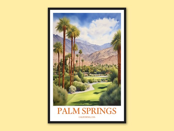 Palm Springs California Desert Golf Course Palms Mountains Poster