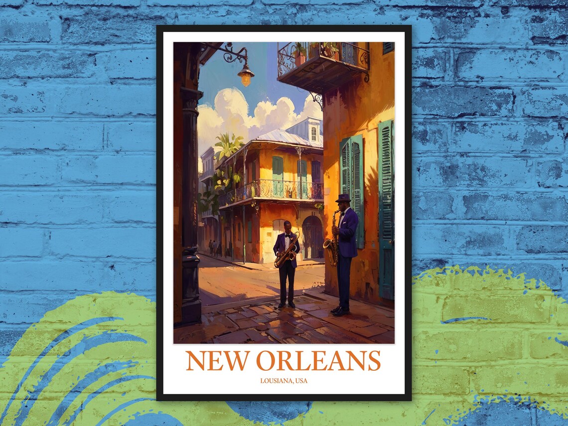 New Orleans Louisiana Jazz Street Scene French Quarter Art Poster