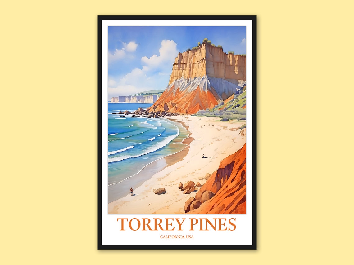 Torrey Pines California Beach Striped Sandstone Cliffs Poster
