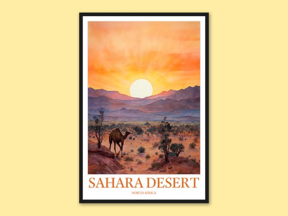 Sahara Desert Travel Poster North Africa Wall Art