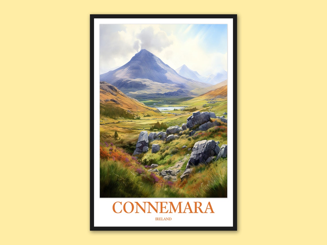 Connemara Ireland Twelve Bens Mountain Valley Landscape Poster