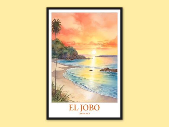 El Jobo Costa Rica Print Beach Sunset Travel Poster
