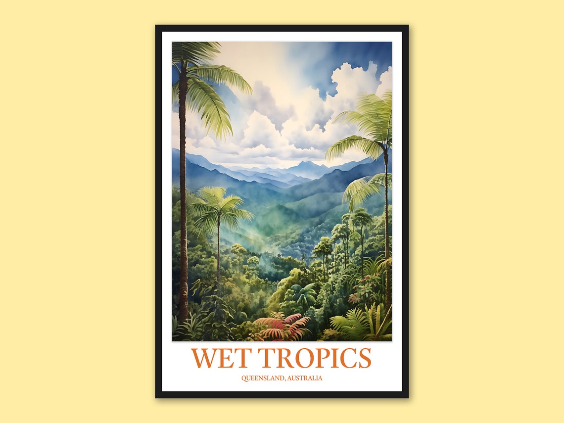 Wet Tropics Queensland Australia Rainforest Palms Watercolor Poster