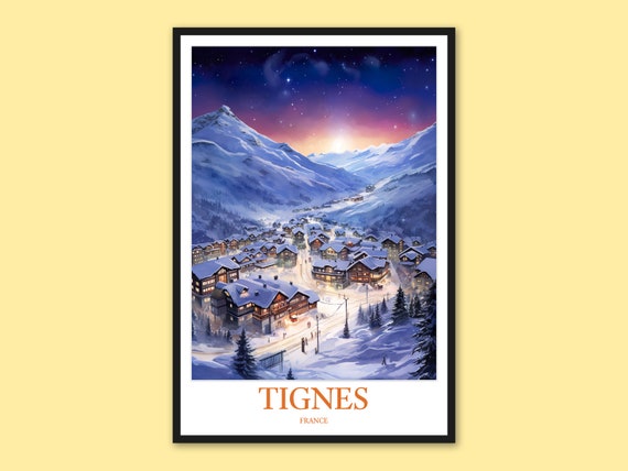 Tignes France Travel Poster Ski Town Wall Art