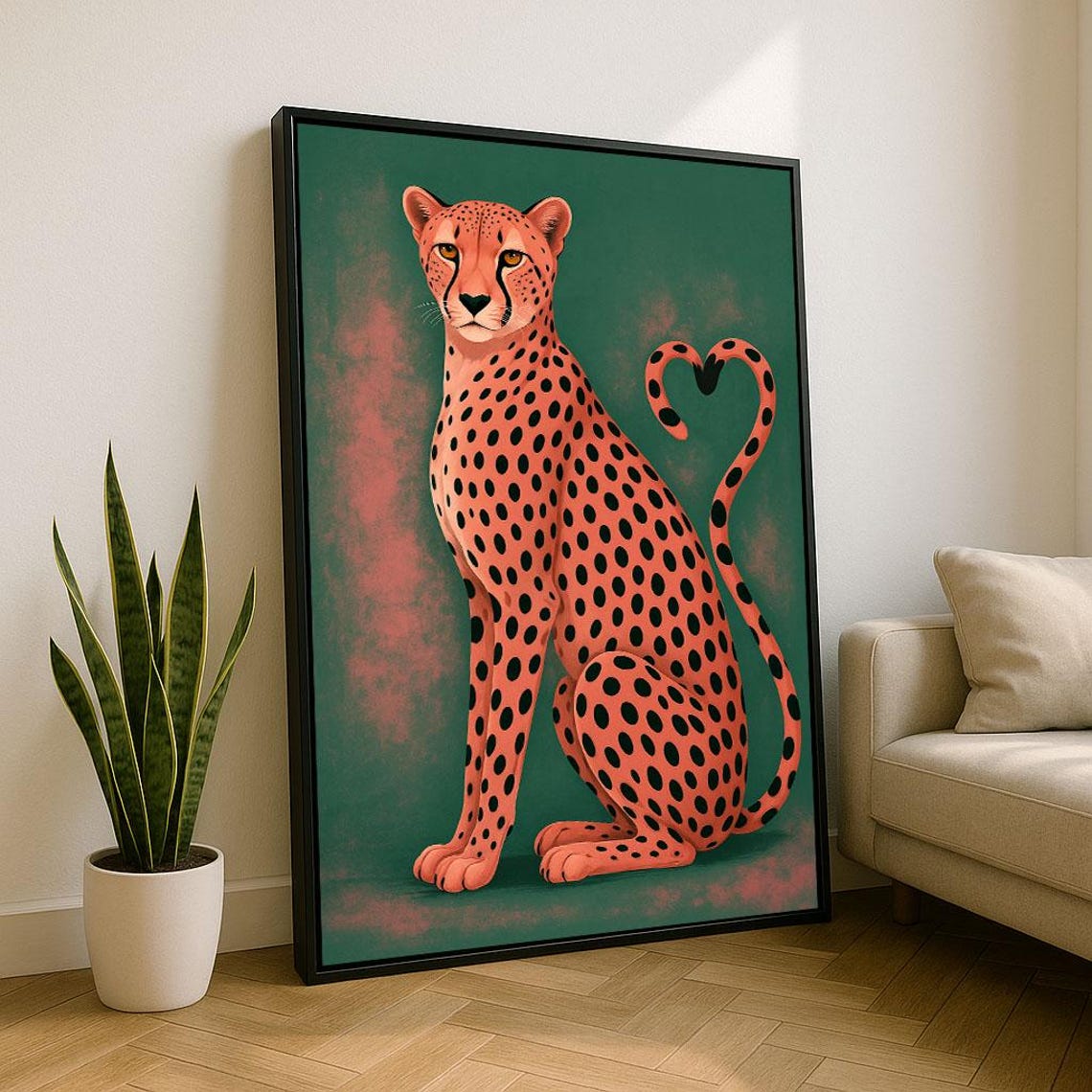 Bold Cheetah Portrait Canvas Wall Art Print Modern Living Room Decor Statement Piece