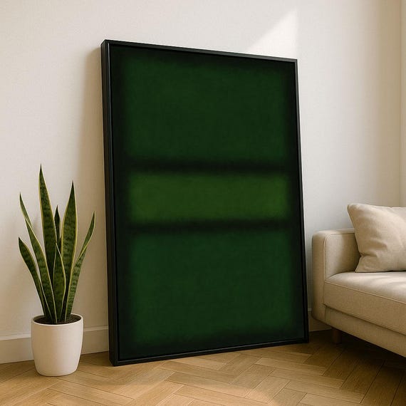 Bold Green Rothko Style Color Field Canvas Wall Art Print Modern Living Room Decor Statement Piece