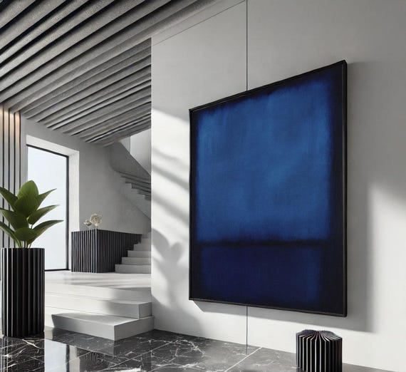 Bold Blue Rothko Style Color Field Canvas Wall Art Print Modern Living Room Decor Statement Piece