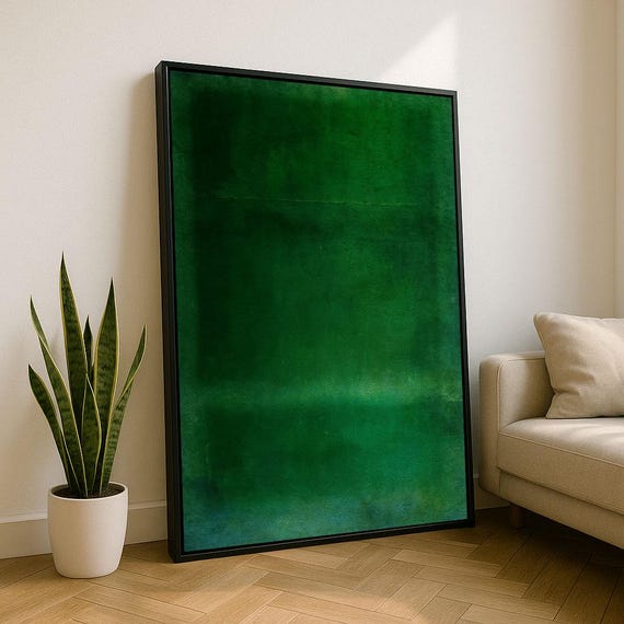 Bold Green Rothko Style Color Field Canvas Wall Art Print Modern Living Room Decor Statement Piece