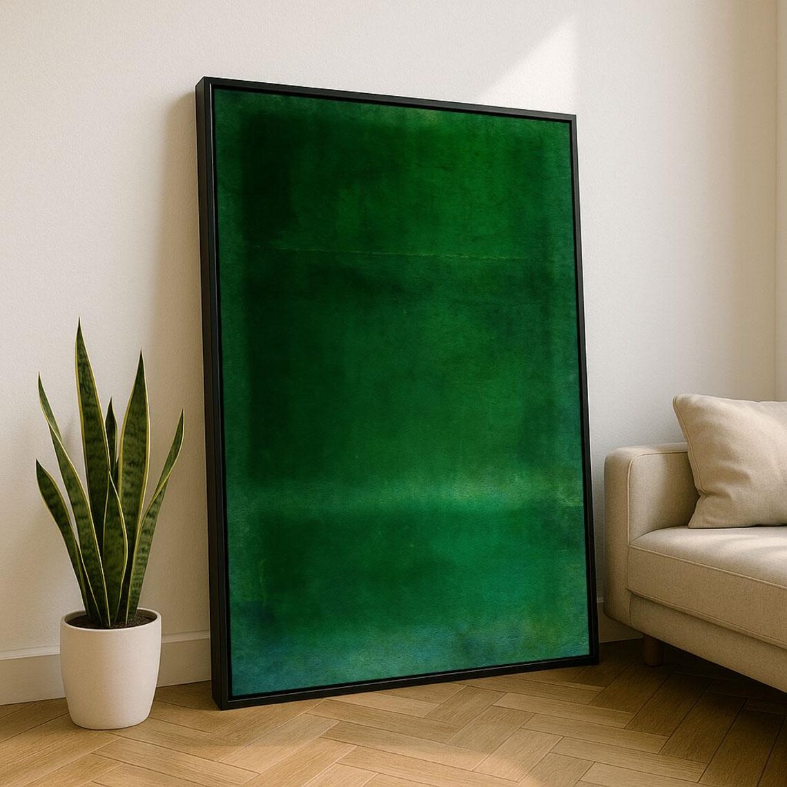 Bold Green Rothko Style Color Field Abstract Minimalist Wall Art