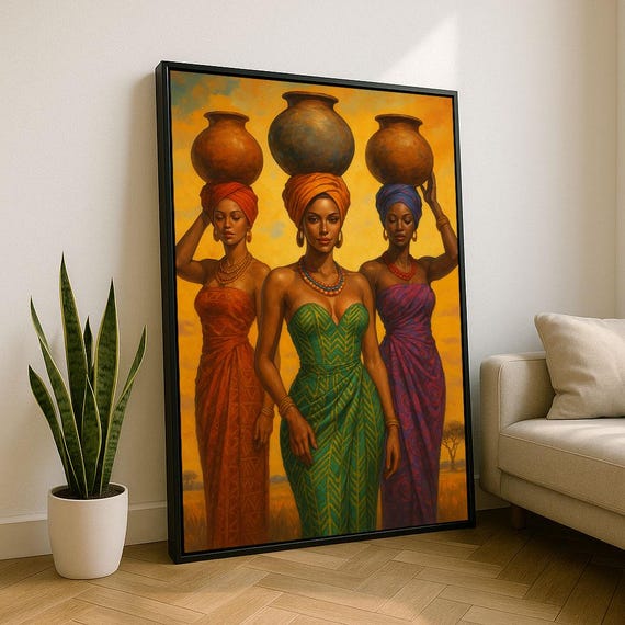 Bold African Women Portrait Canvas Wall Art Print Vibrant Living Room Decor Statement Piece