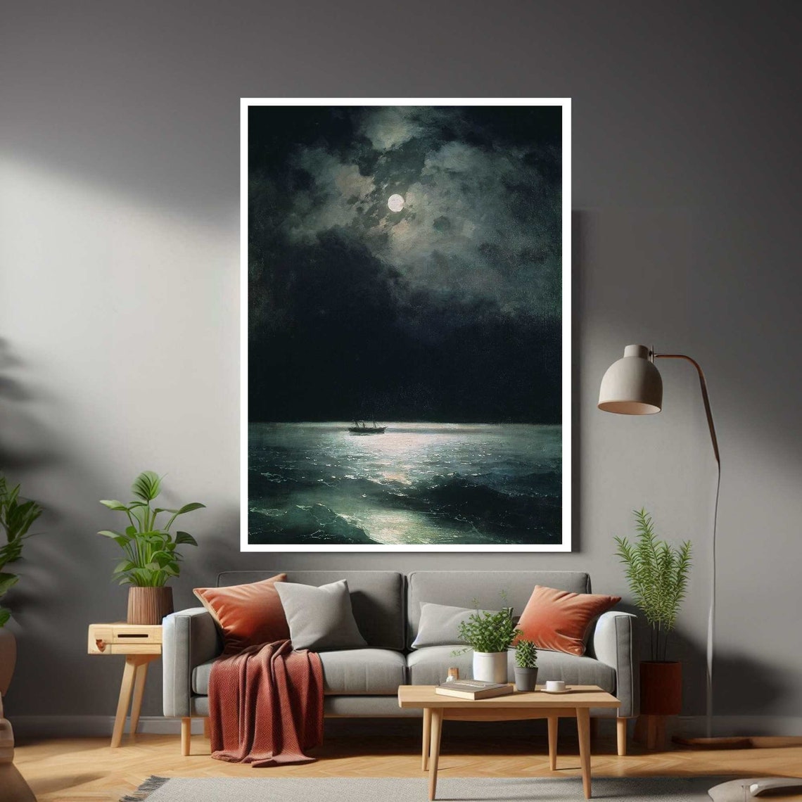 Aivazovsky Inspired Moonlit Black Sea Night Ship Seascape Oil Poster
