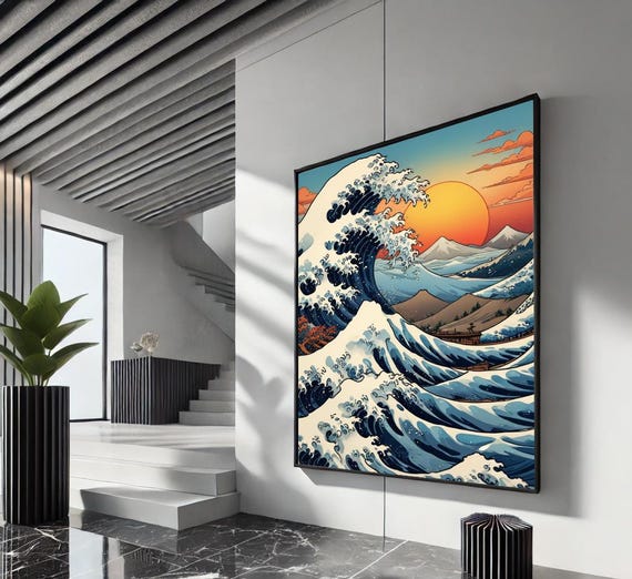 The Great Wave Off Kanagawa Canvas Print Hokusai Japanese Wall Art Modern Ocean Painting For Home Office Decor Classic Artwork