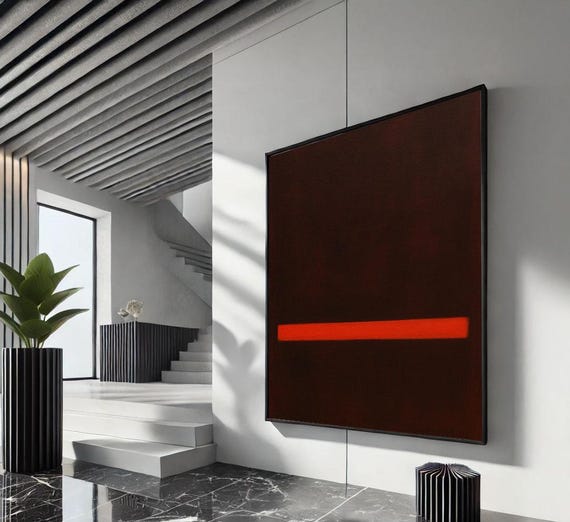 Bold Red Rothko Style Color Field Canvas Wall Art Print Modern Living Room Decor Statement Piece