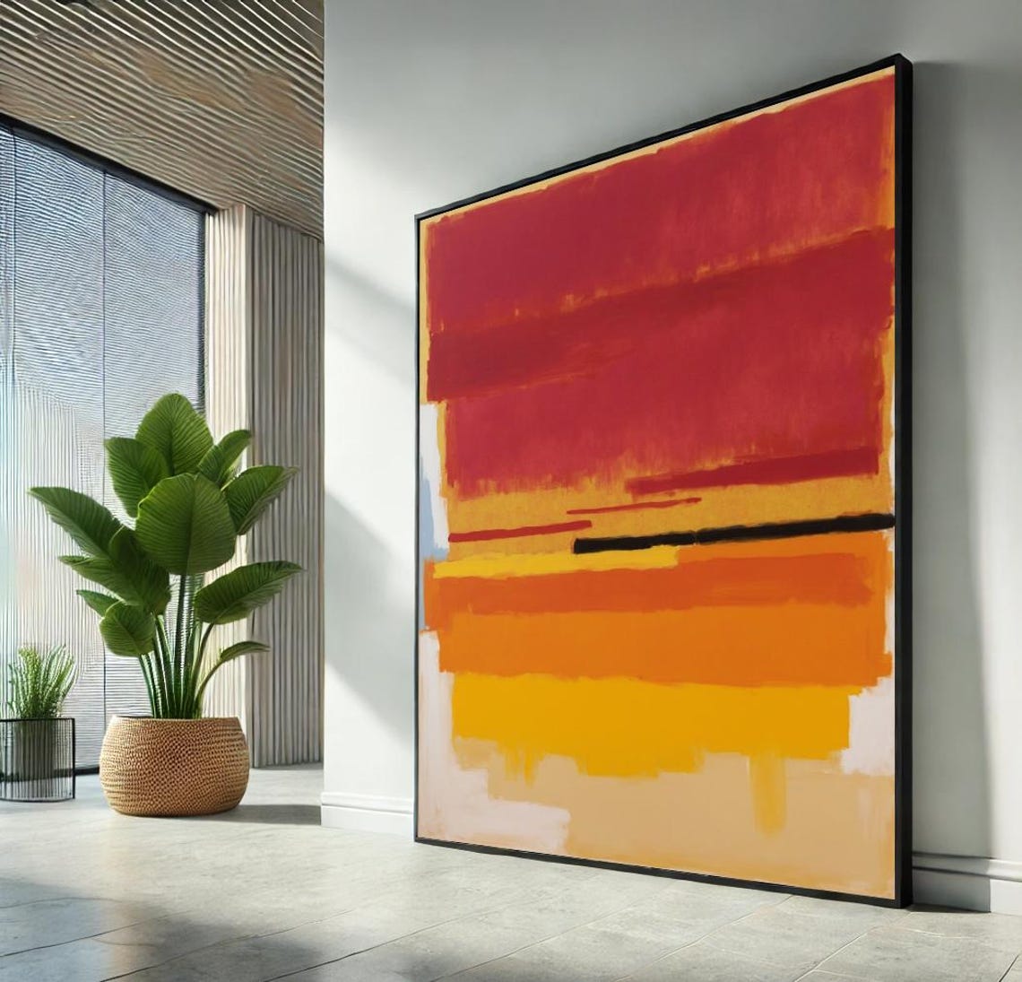 Sunset Red Orange Yellow Color Field Abstract Bold Modern Art Poster