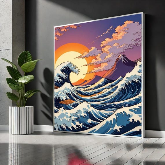The Great Wave Off Kanagawa Canvas Print Hokusai Japanese Wall Art Modern Ocean Painting For Home Office Decor Classic Artwork