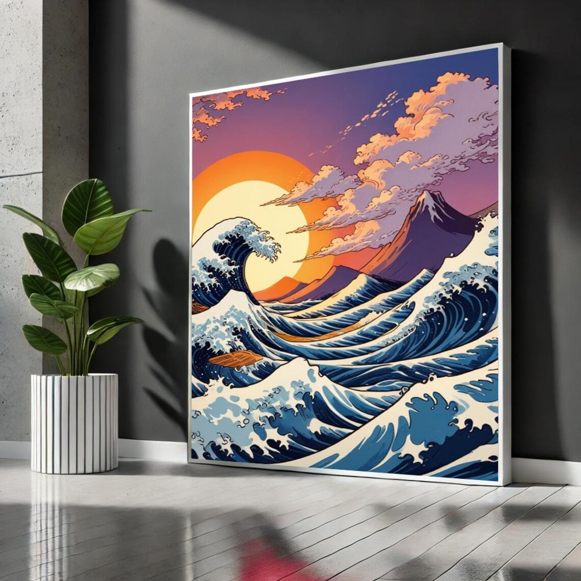 The Great Wave Violet Sunset Mount Fuji Ocean Swell Japanese Art Poster