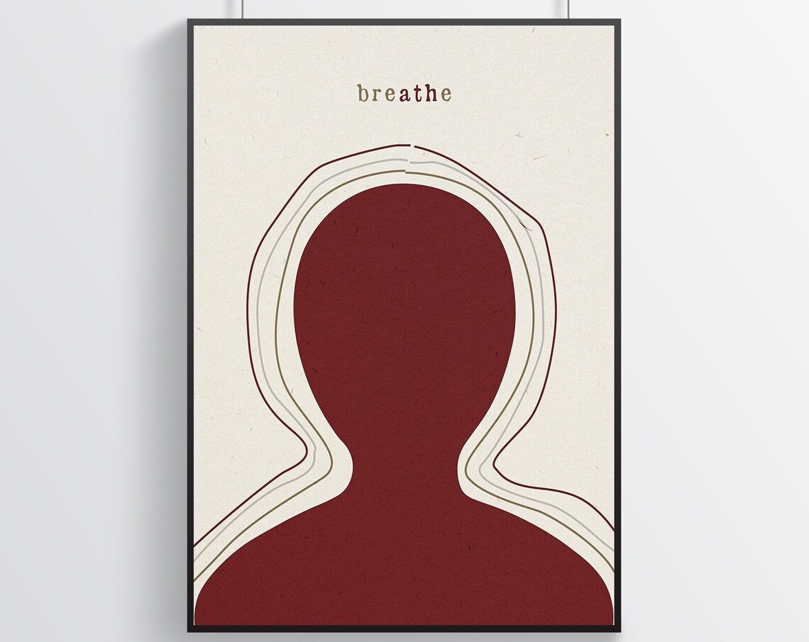 Breathe Minimalist Aura Head Silhouette Mindfulness Wellness Poster