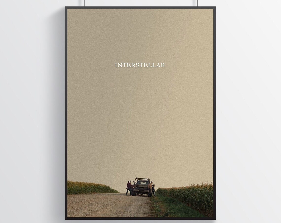 Interstellar Minimalist Cornfield Road Cinematic Movie Art Poster
